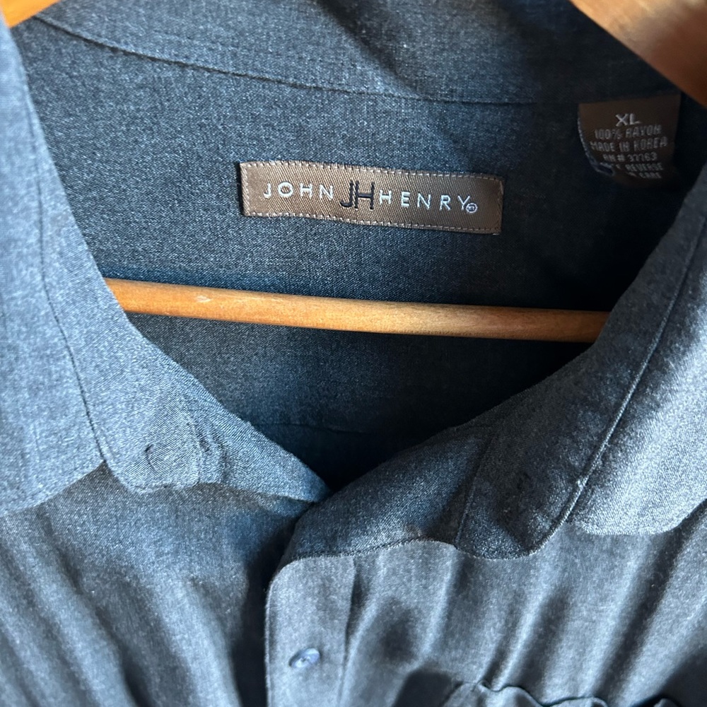 John Henry, black, long sleeve button-down extra large shirt